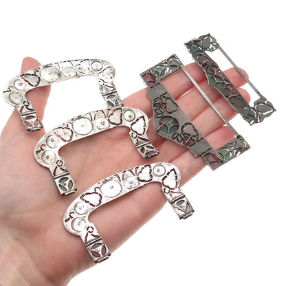 Charles Forgelot 800 Silver Antique France Gem SET of 5 Buckles (missing stones)