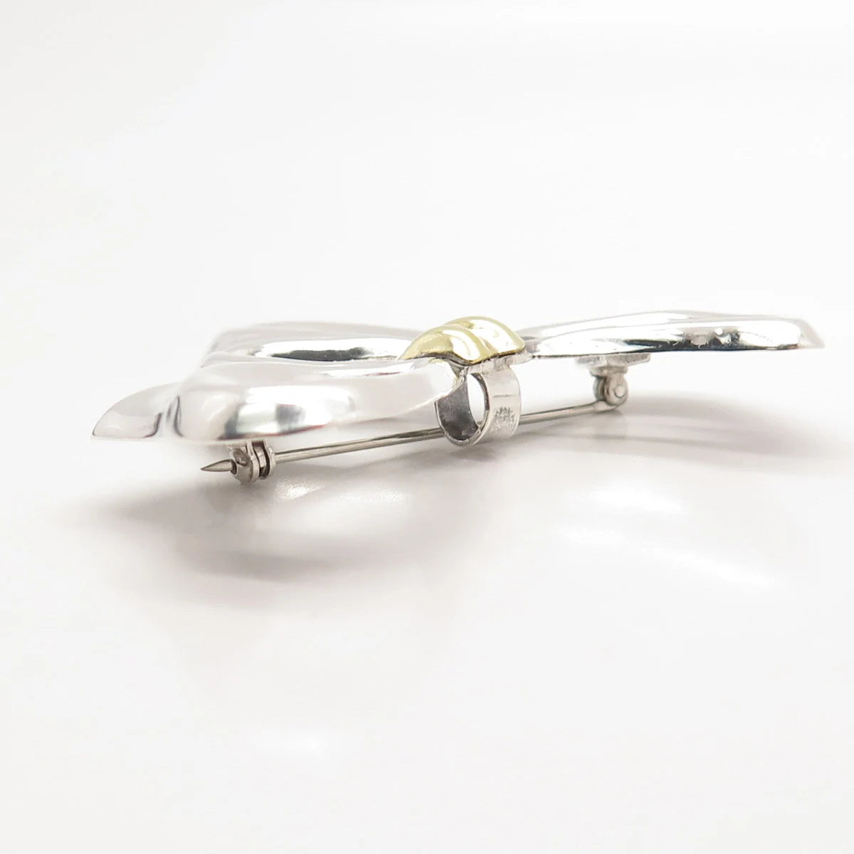 925 Sterling Silver 2-Tone Vintage Mexico Bow Pin Brooch