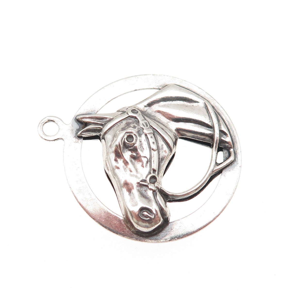 Beau 925 Sterling Silver Antique Art Deco Horse Oxidized Charm Pendant