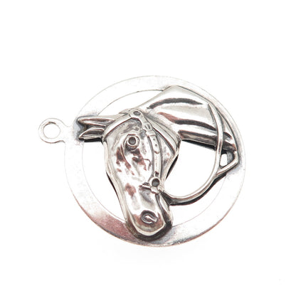 Beau 925 Sterling Silver Antique Art Deco Horse Oxidized Charm Pendant
