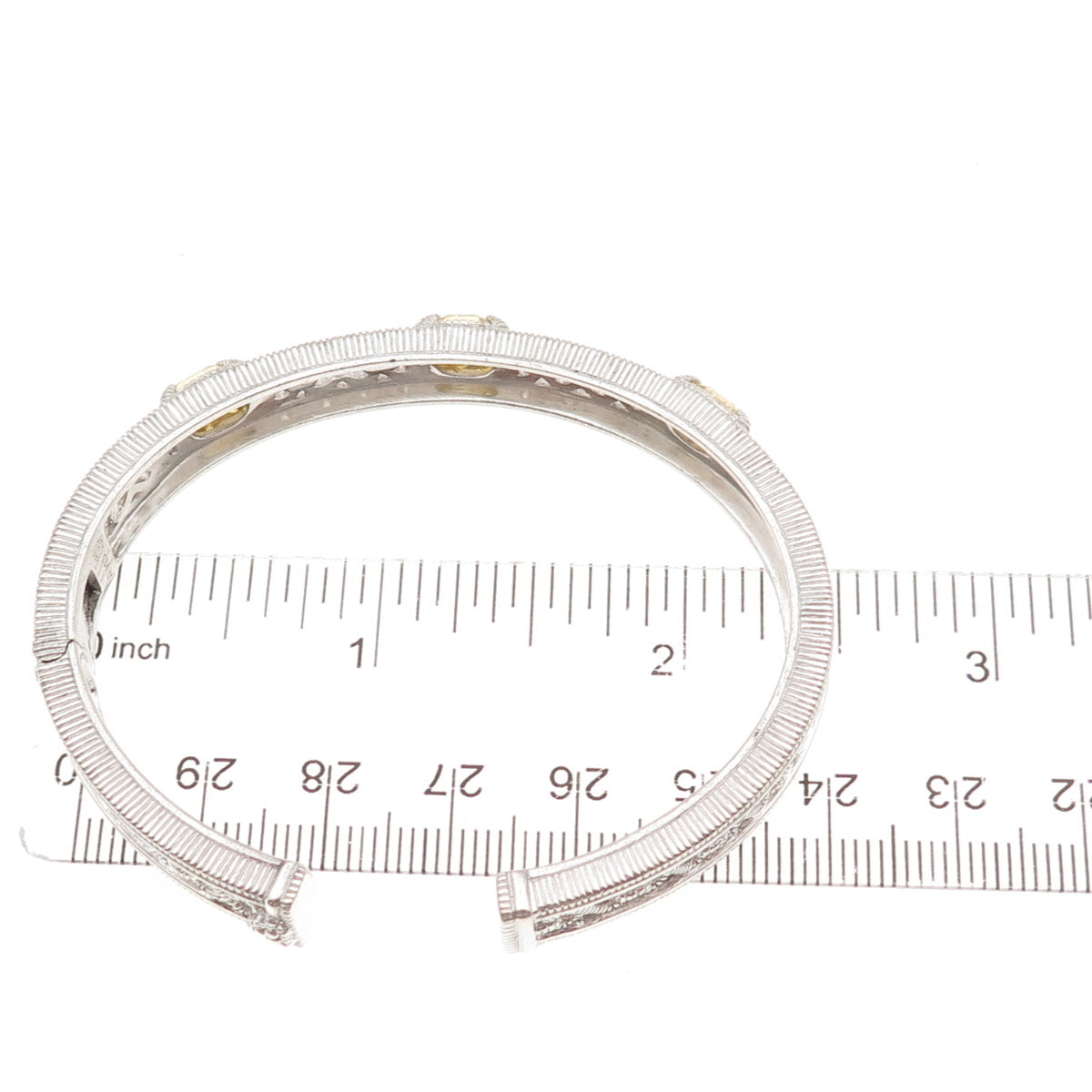 Judith Ripka 925 Sterling Silver Real Lemon Quartz Infinity Cuff Bracelet 6.25"