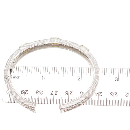 Judith Ripka 925 Sterling Silver Real Lemon Quartz Infinity Cuff Bracelet 6.25"