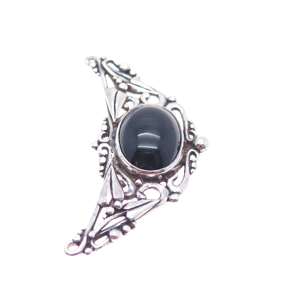 CHARLES A. HERBERT 925 Sterling Silver Vintage Black Onyx Centerpiece Pendant