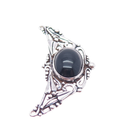 CHARLES A. HERBERT 925 Sterling Silver Vintage Black Onyx Centerpiece Pendant