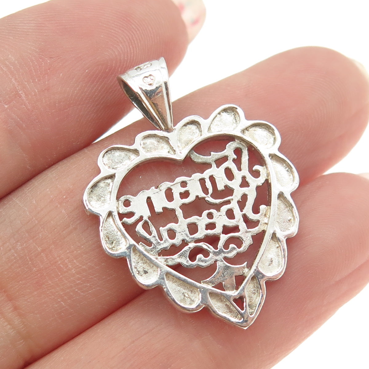 925 Sterling Silver Vintage "Someone Special" Ornate Heart Pendant