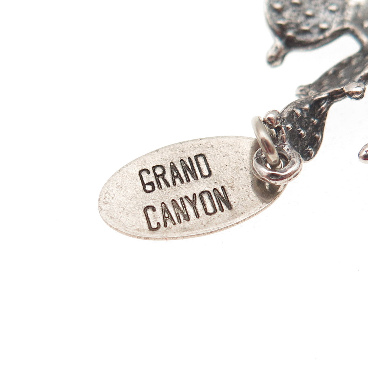 925 Sterling Silver Vintage Grand Canyon Cactus Oxidized 3D Charm Pendant