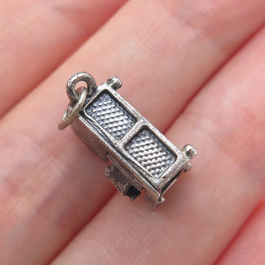 BEAU Sterling Silver Vintage Typewriter Work Desk Minimalist 3D Charm Pendant