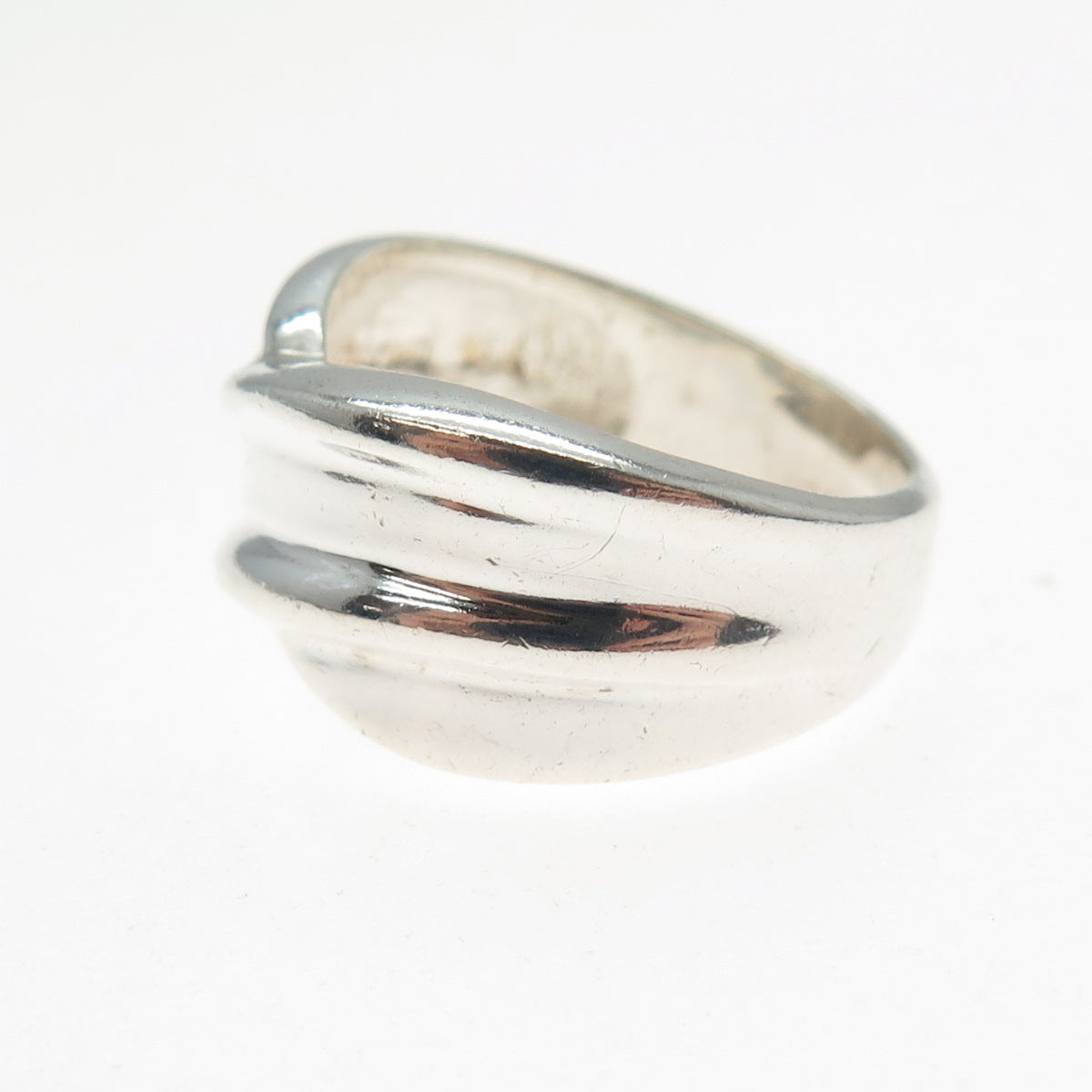 925 Sterling Silver Vintage Modernist Crisscross Ring Size 6.75