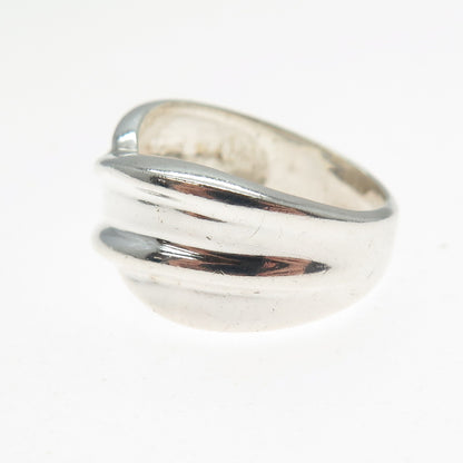925 Sterling Silver Vintage Modernist Crisscross Ring Size 6.75