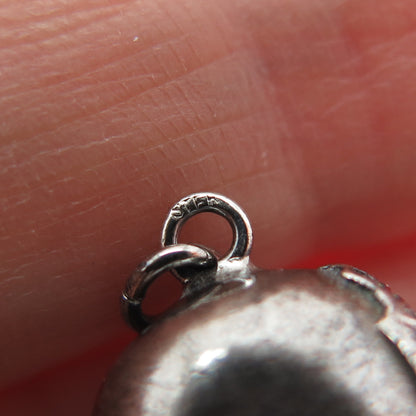 925 Sterling Silver Vintage Fireman Helmet Oxidized Minimalist 3D Charm Pendant