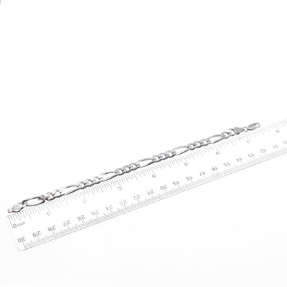 925 Sterling Silver Vintage Italy Figaro Link Bracelet 7.5"