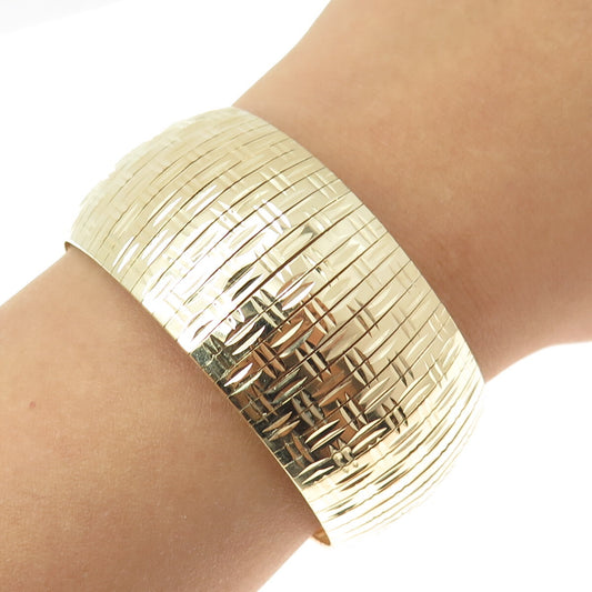 LIRM 925 Sterling Silver Gold Plated Italy Diamond-Cut Bamboo Bar Bracelet 7.5"
