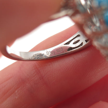 D'Joy 925 Sterling Silver Real Sleeping Beauty Turquoise & Apatite Ring Size 8