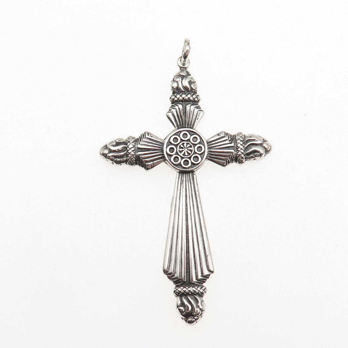 ORB Otto Robert Bade 925 Sterling Silver Antique Art Deco Cross Oxidized Pendant