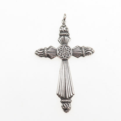 ORB Otto Robert Bade 925 Sterling Silver Antique Art Deco Cross Oxidized Pendant