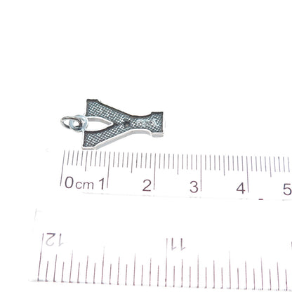 925 Sterling Silver Vintage Letter Y Initial Star of David Oxidized Mini Pendant