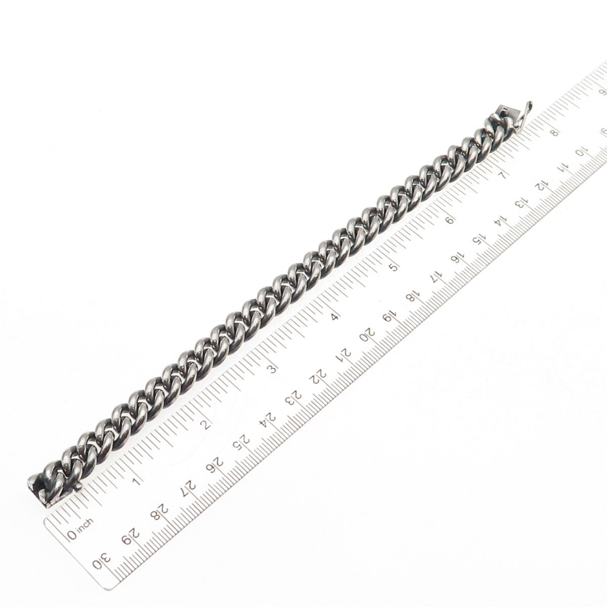 925 Sterling Silver Vintage Peru Cuban Link Oxidized Bracelet 7"