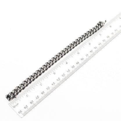 925 Sterling Silver Vintage Peru Cuban Link Oxidized Bracelet 7"