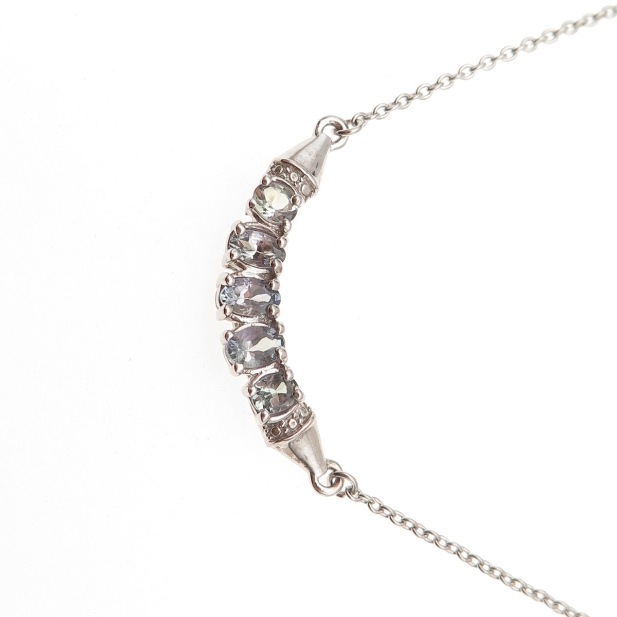 Chuck Clemency 925 Sterling Silver Real Tanzanite Cable Chain Necklace 18"