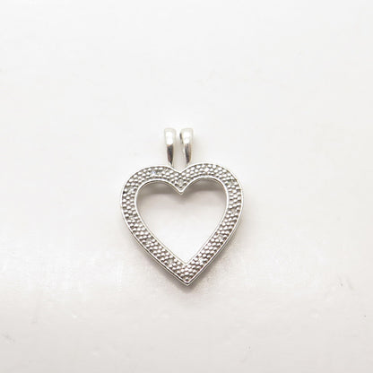 925 Sterling Silver Real Round-Cut Diamond Heart Pendant