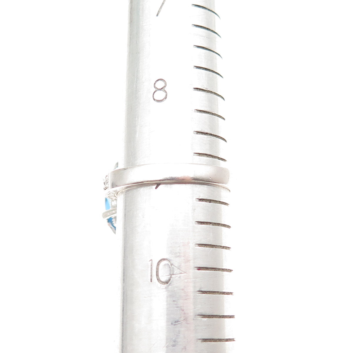 TACORI 925 Sterling Silver Real Swiss Blue Topaz & C Z Ring Size 9