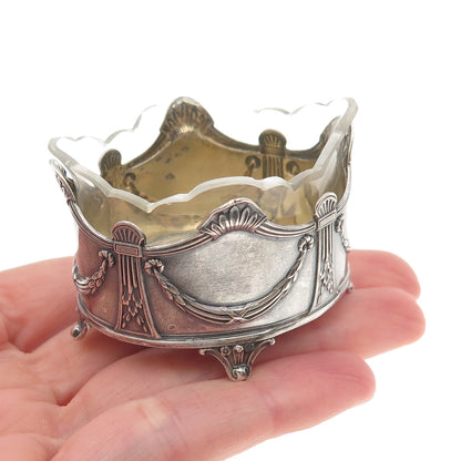 Vladimir Morozov 84 Silver Antique Victorian European Glass Salt Cellar