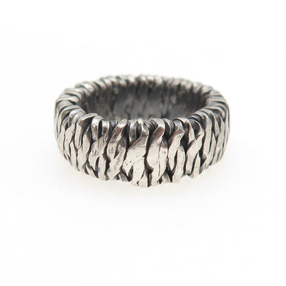 925 Sterling Silver Vintage BW Artisan European Modernist Band Ring Size 7.25