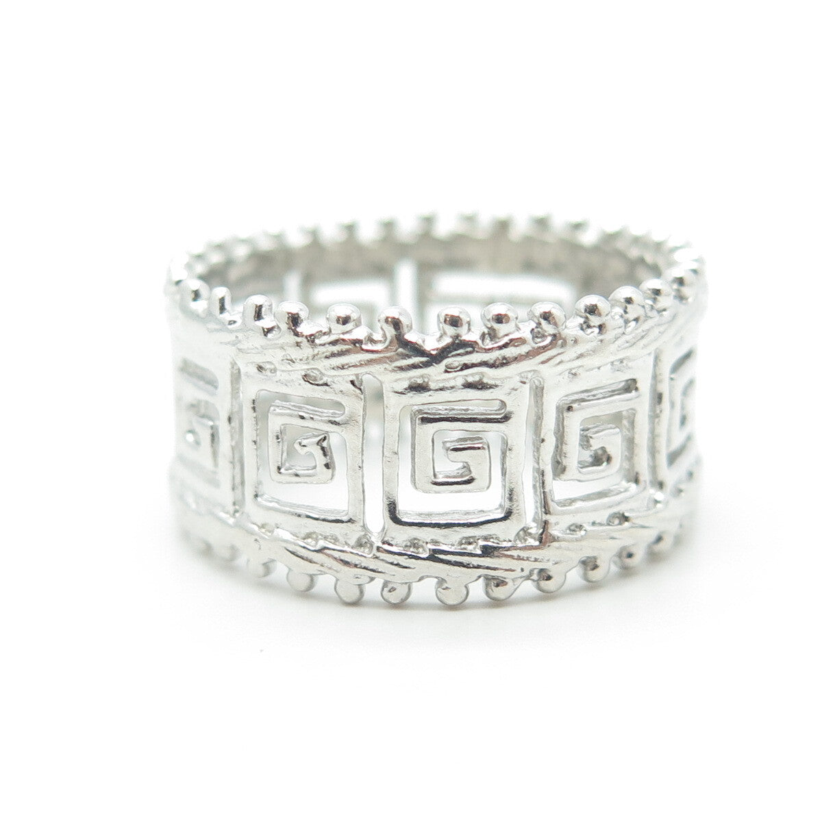 925 Sterling Silver Greek Maze Band Ring Size 9