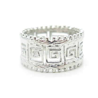 925 Sterling Silver Greek Maze Band Ring Size 9