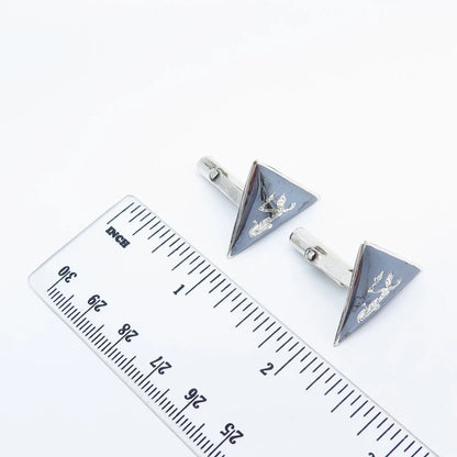 925 Sterling Silver Vintage Siam Niello Hindu Goddess Cufflinks