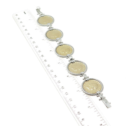 DASAN INC Sterling Vintage Italy "20 Lira 1970 Coin" Magnetic Lock Bracelet 7"