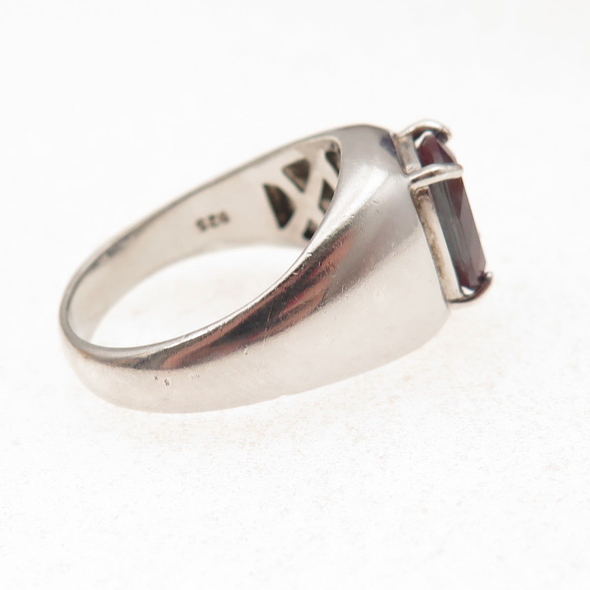 925 Sterling Silver Lab-Created Peacock Sapphire Ring Size 9.25