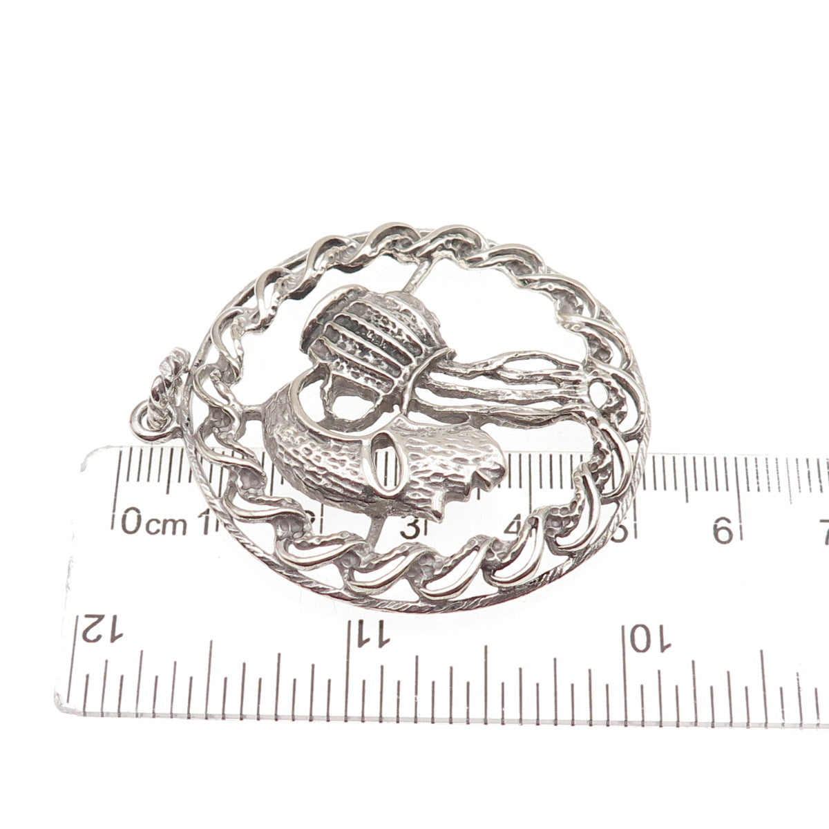 925 Sterling Silver Vintage Aquarius Zodiac Sign Oxidized Charm Pendant