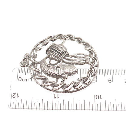 925 Sterling Silver Vintage Aquarius Zodiac Sign Oxidized Charm Pendant