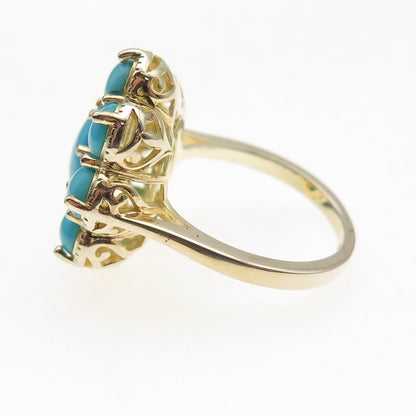 925 Sterling Silver Gold Plated Real Sleeping Beauty Turquoise Ring Size 8.25
