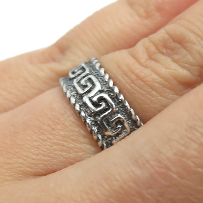 925 Sterling Silver Vintage Greek Maze Band Ring Size 6.5