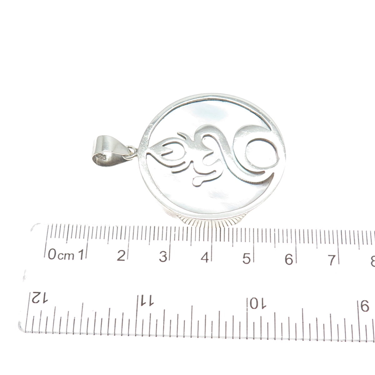 925 Sterling Silver Vintage Real Mother-of-Pearl Buddha Charm Pendant