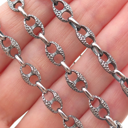 925 Sterling Silver Vintage Italy Oxidized Anchor Mariner Chain Necklace 32"
