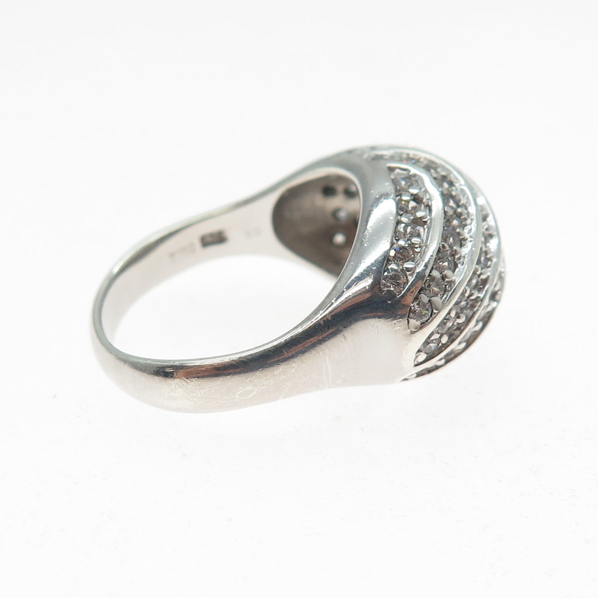 925 Sterling Silver Round-Cut C Z Sparkle Dome Ring Size 8