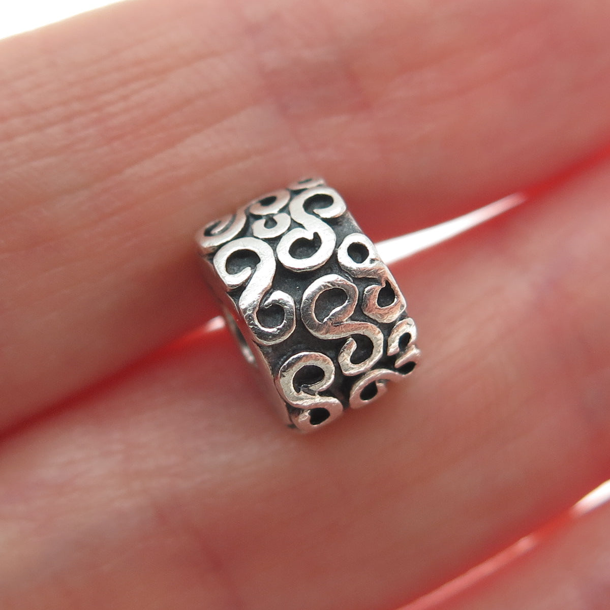 PANDORA 925 Sterling Silver Swirl Oxidized Clip Charm