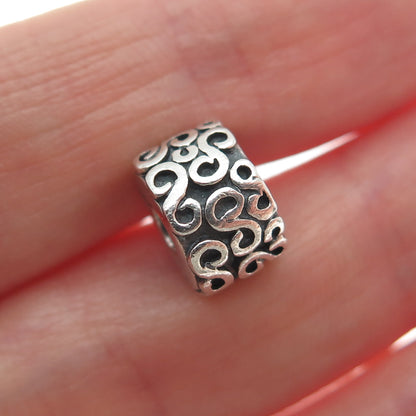 PANDORA 925 Sterling Silver Swirl Oxidized Clip Charm