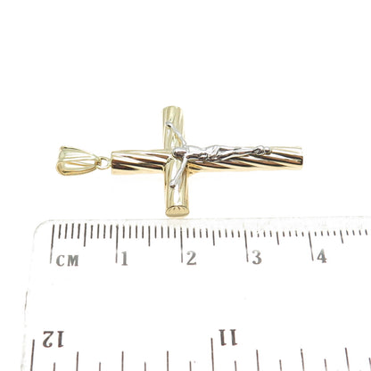 14K Yellow & White Gold Crucifix Cross Religious Charm Pendant