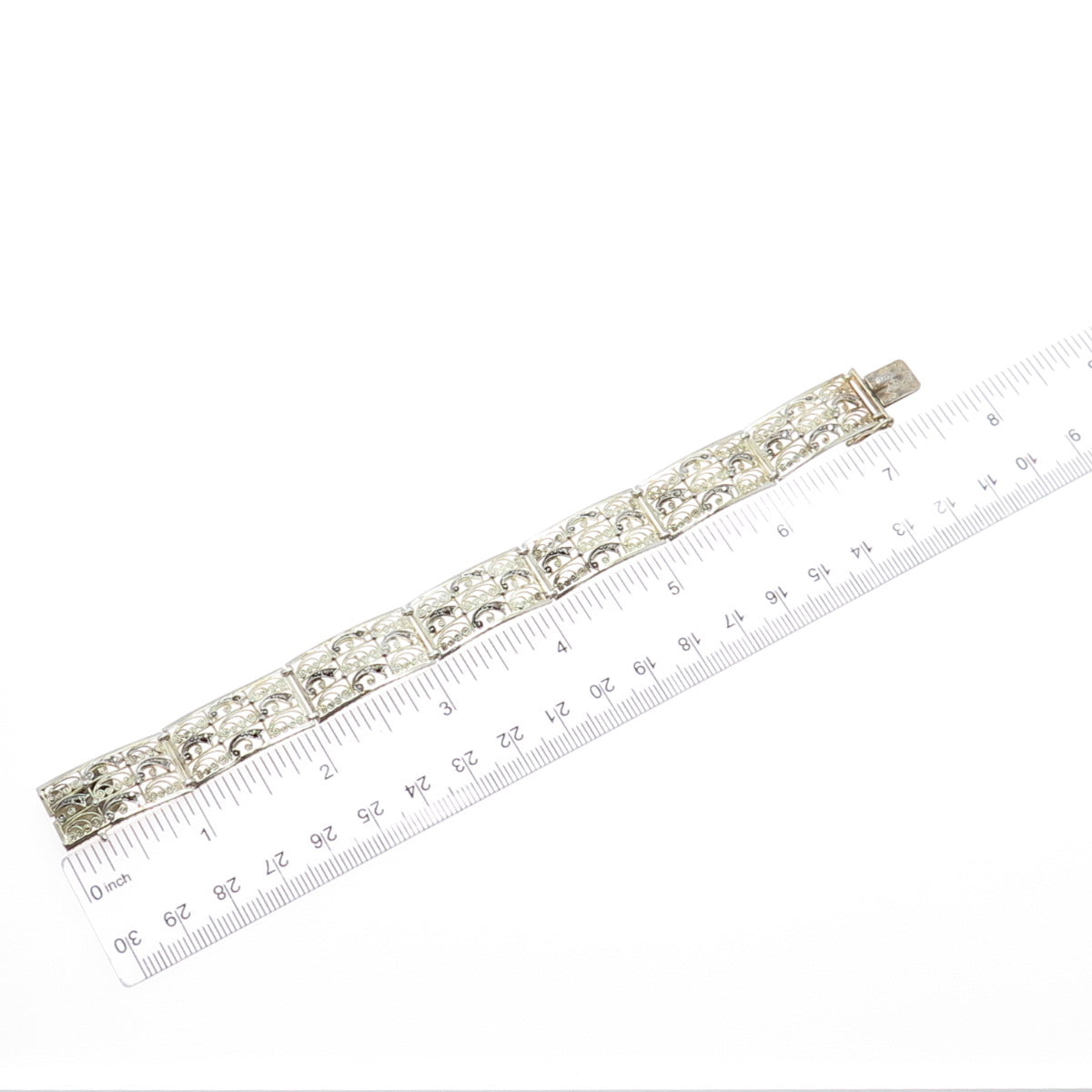 800 Silver Gold Plated Antique Art Deco Real Marcasite Filigree Bracelet 7.25"