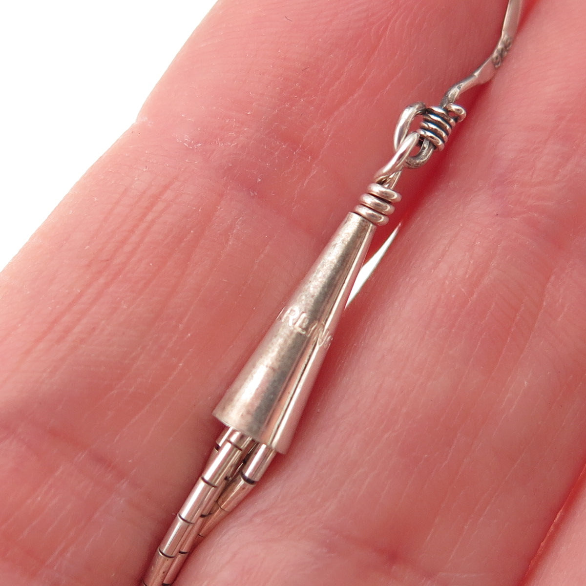 Old Pawn Sterling Silver Vintage Sugilite Liquid Chain Tribal Dangle Earrings