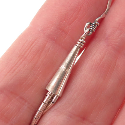 Old Pawn Sterling Silver Vintage Sugilite Liquid Chain Tribal Dangle Earrings
