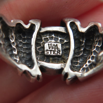 WHEELER MFG CO. 925 Sterling Silver Vintage Real MOP Oxidized Ring Size 5