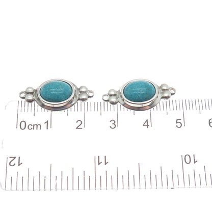 COLEMAN COLE 925 Sterling Silver Vintage Real Turquoise Inlay Jacket Earrings