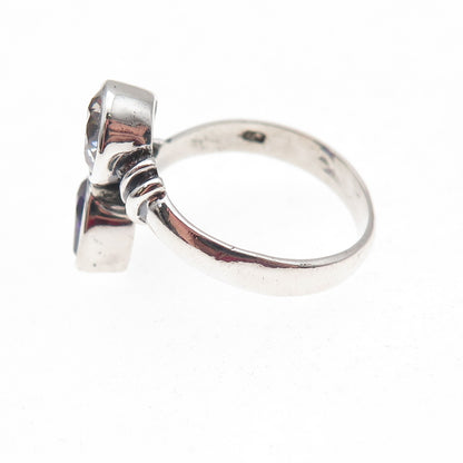 Charles Winston Sterling Silver Vintage Purple & White C Z Heart Ring Size 7.5