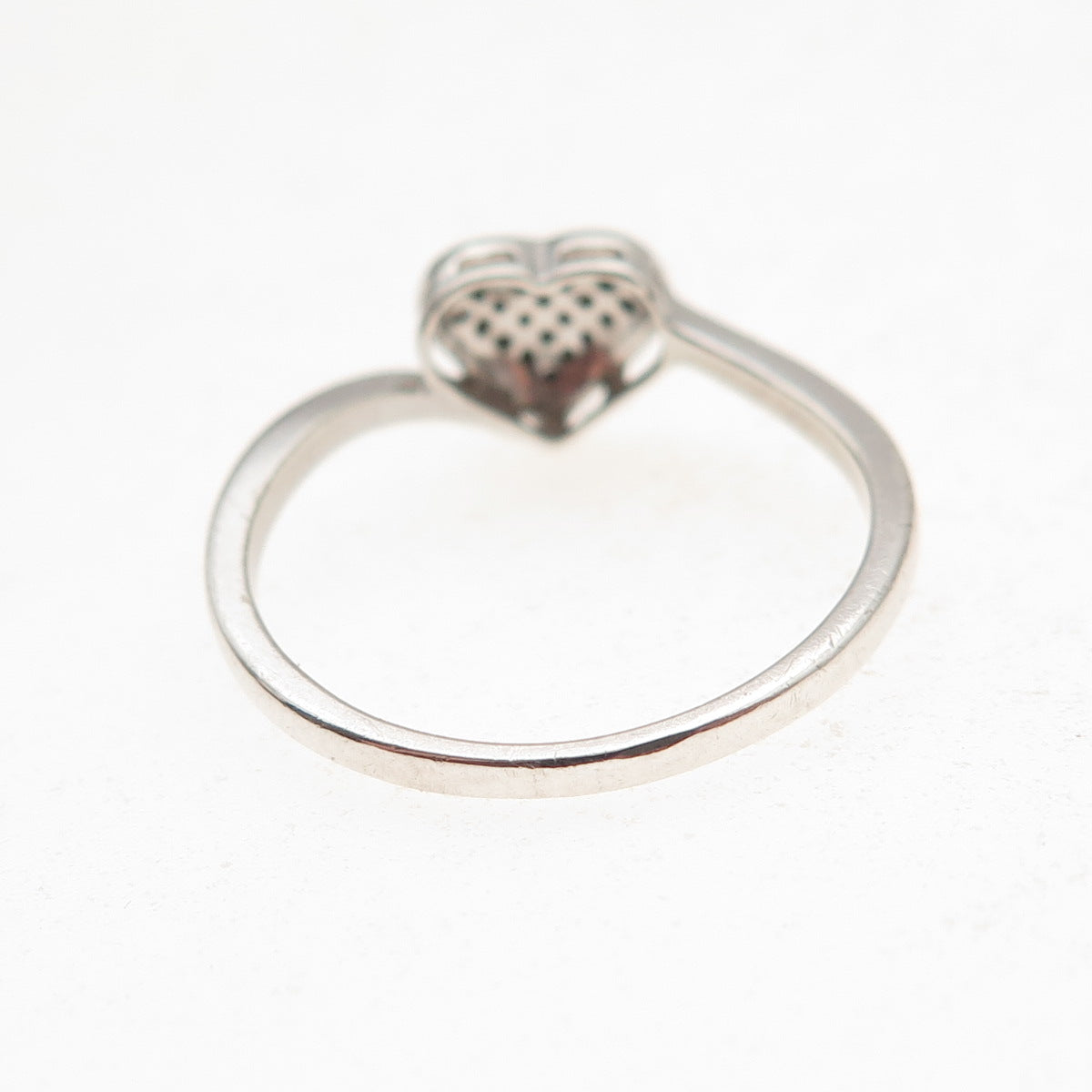 Charles Winston 925 Sterling Silver Real Round-Cut Diamond Heart Ring Size 7