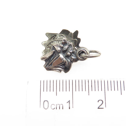 HMH Religious Sterling Silver Antique St. Mary Miraculous Lily 3-Slide Pendant